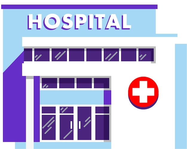 Hospital Building in Flat Style