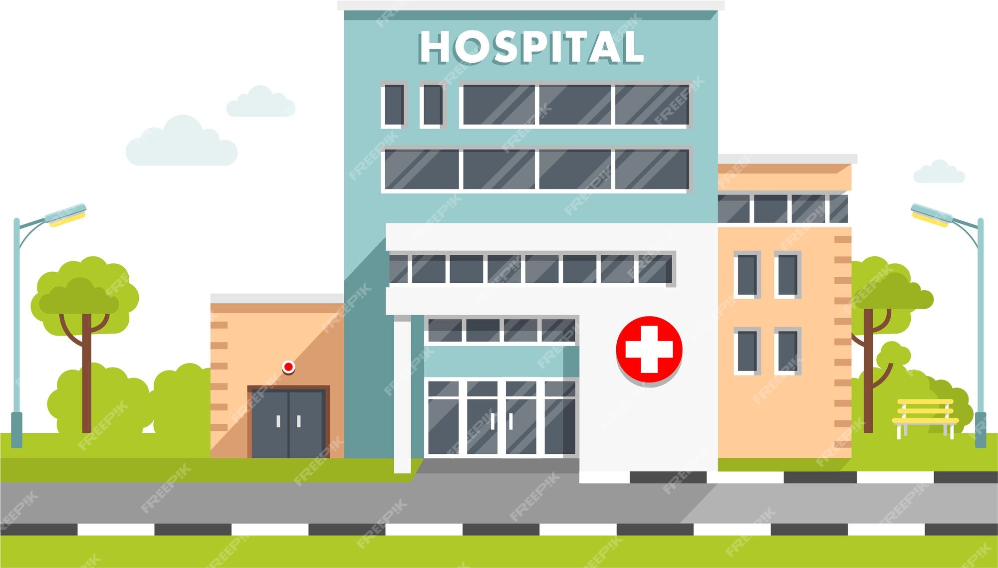 Premium Vector | Hospital building in flat style