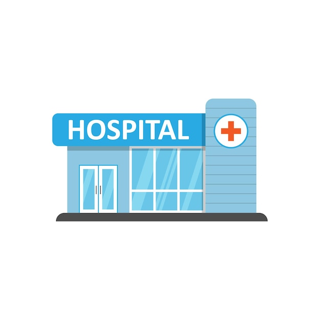 Hospital building icon in flat style Medical clinic vector illustration on isolated background Medicine sign business concept