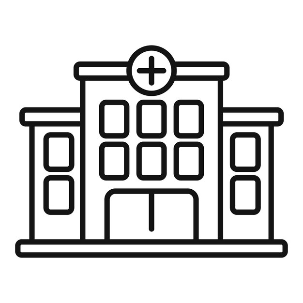 Hospital building icon outline vector Scan machine person