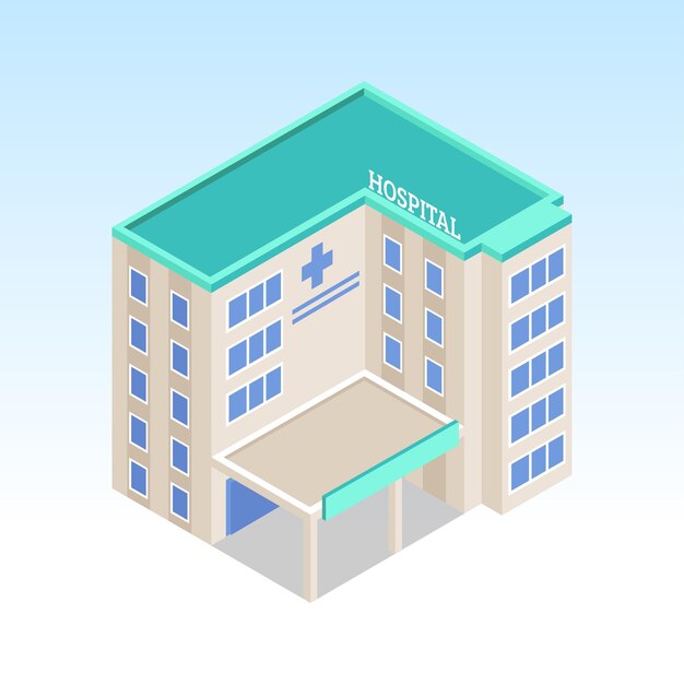 Hospital building isometric vector illustration medical clinic building icon