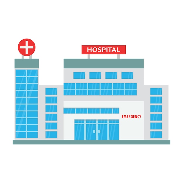 Hospital building with many glass windows Hospital outside Architecture with glass exterior vector