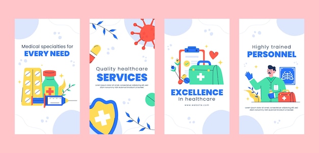 Vector hospital care instagram stories template