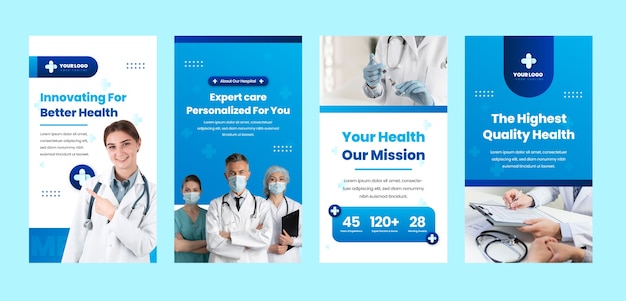 Vector hospital care instagram stories template