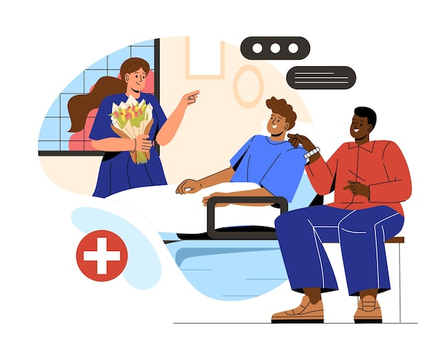 Hospital family visit vector concept