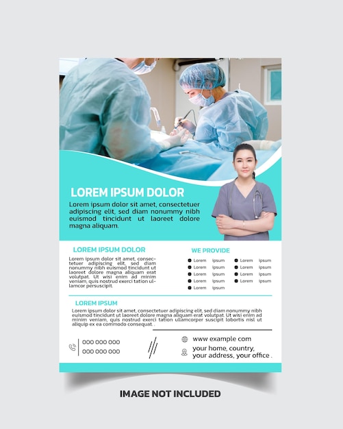 Hospital flyer template design medical health leaflet medical flyer design A4 size vector file