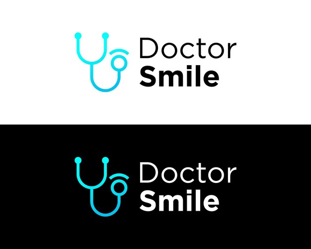 Врач больницы стетоскоп проверяет дизайн логотипа улыбки