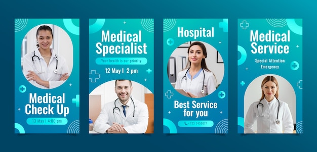 Vector hospital healthcare service  instagram stories