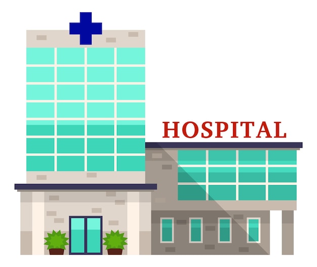 Vector hospital icon medical glass window building facade