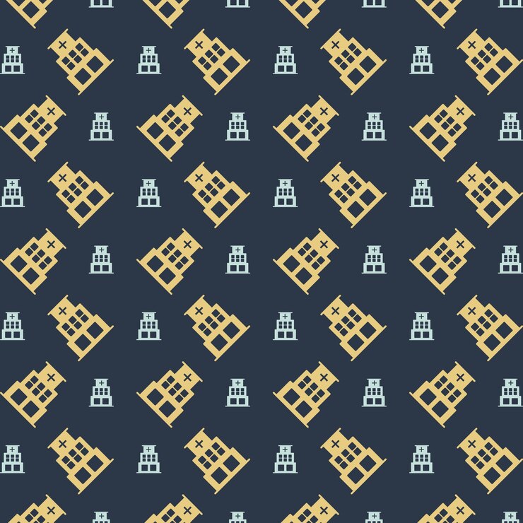 Vector hospital icon repeating yellow trendy pattern colorful vector illustration background