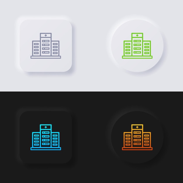 Hospital icon set Multicolor neumorphism button soft UI Design for Web design Application UI and more Button Vector