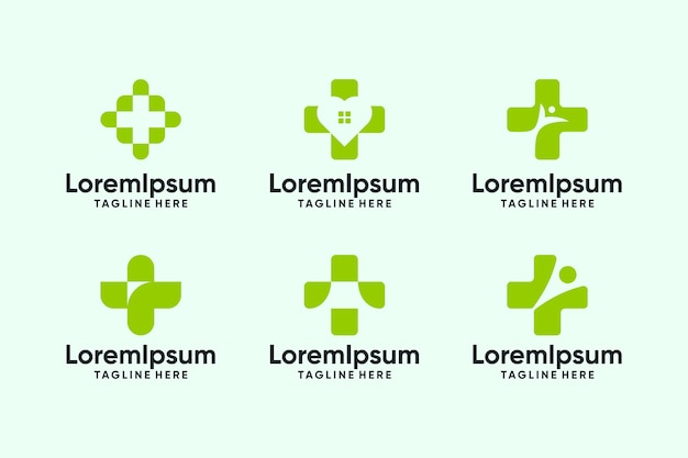 Набор дизайна логотипа медицинского обслуживания больницы
