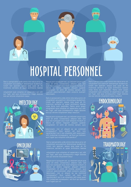 Vettore poster del vettore medico dei medici del personale ospedaliero