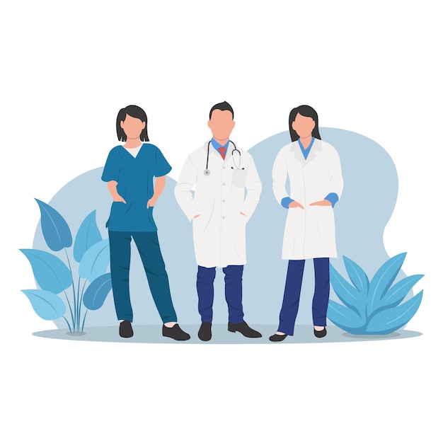 Vector hospital team illustration doctor assistant nurse