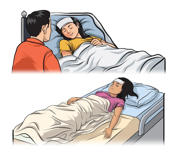 Vector hospitalized woman illustration vector