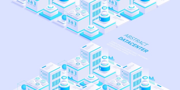 Hosting server isometrische vector illustratie Abstract 3d datacenter of blockchain achtergrond