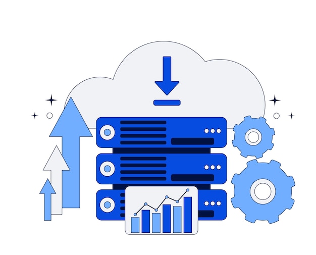 Hosting servers data center analytics concept Vector illustration concept and graphic design