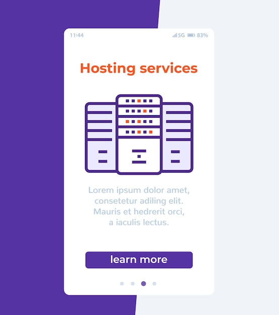 Servizi di hosting, progettazione dell'interfaccia utente mobile, vettore