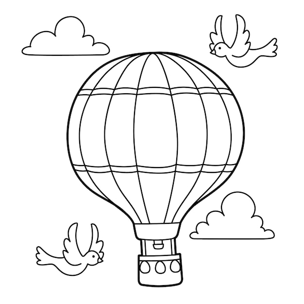 Hot Air Ballon Coloring Page