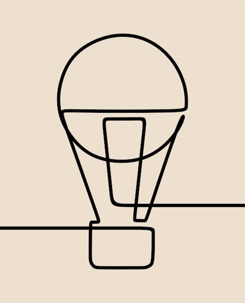 熱気球ワンライン連続シングルラインアート