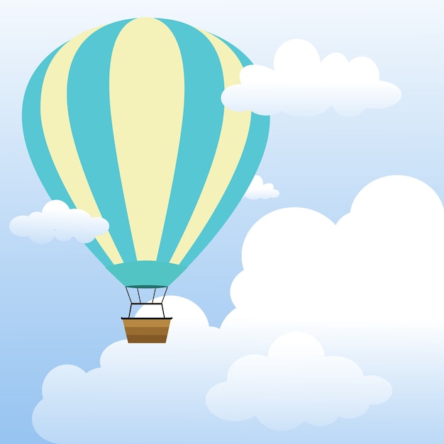 Palloncino hot air among the clouds, illustrazione vettoriale