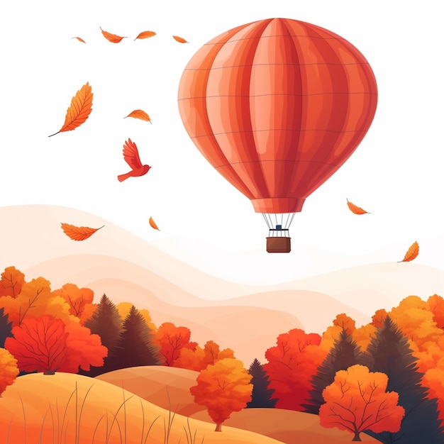 Vector hot air balloon autmn 3