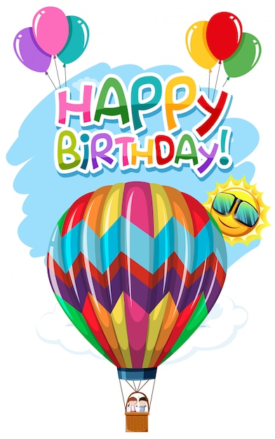 Vector hot air balloon birthday card