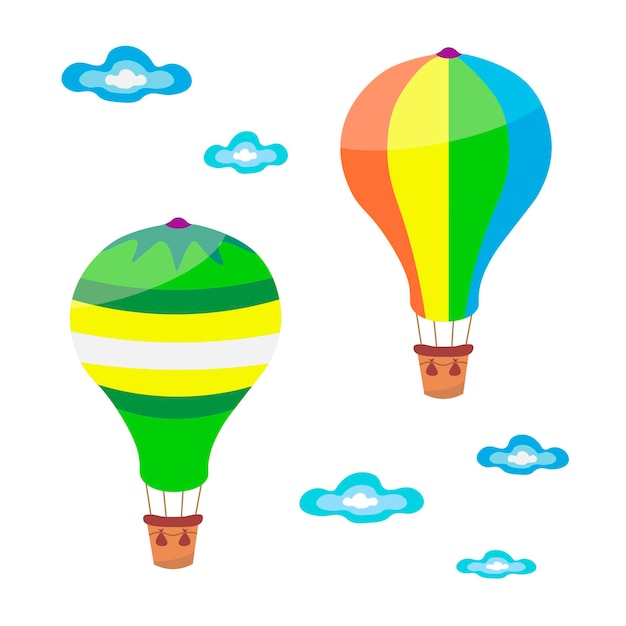 Hot air balloon in the clouds llustration for printing backgrounds wallpapers covers packaging greeting cards posters stickers textile and seasonal design isolated on white background