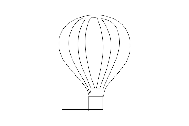 hot air balloon continuous line art drawing