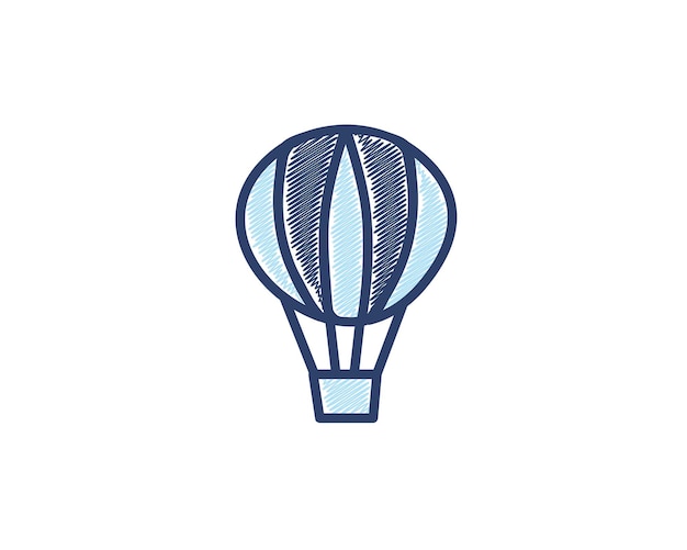 Hot air balloon icon in outline style on a white background vector illustration