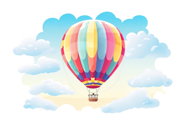 Hot Air Balloon in de blauwe hemel met witte wolken en vogels Illustratie vector