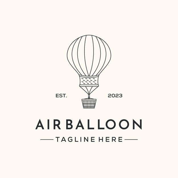 Vector hot air balloon line art logo vector minimalistisch illustratiedesign vliegen met gasballon logo ontwerp