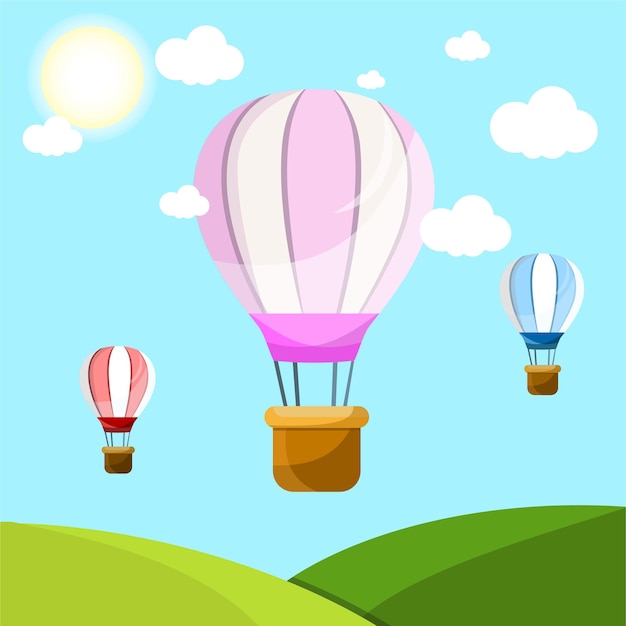 Hot air balloon in the sky vector illustration