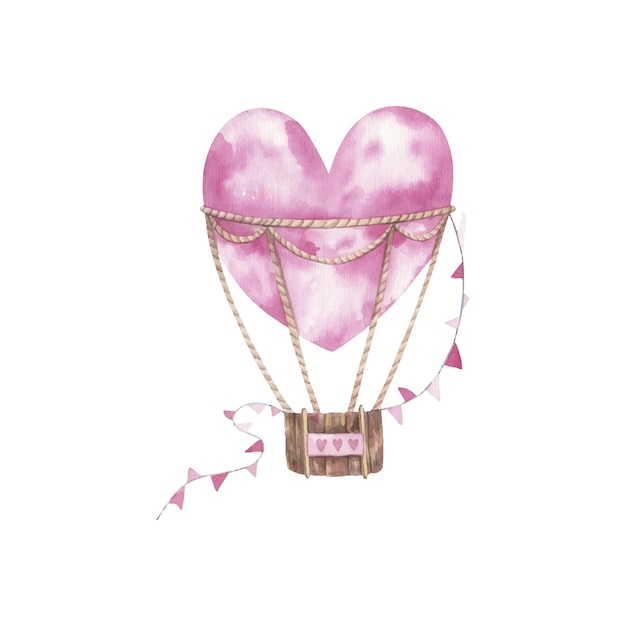 Hot air balloon transportation cute watercolor childrens illustration