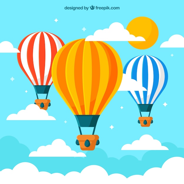 Hot air balloon travel background