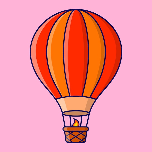 Hot Air Balloon Vector Colorful Air Balloon Illustration Cartoon Air Balloon Clipart Flat Vector