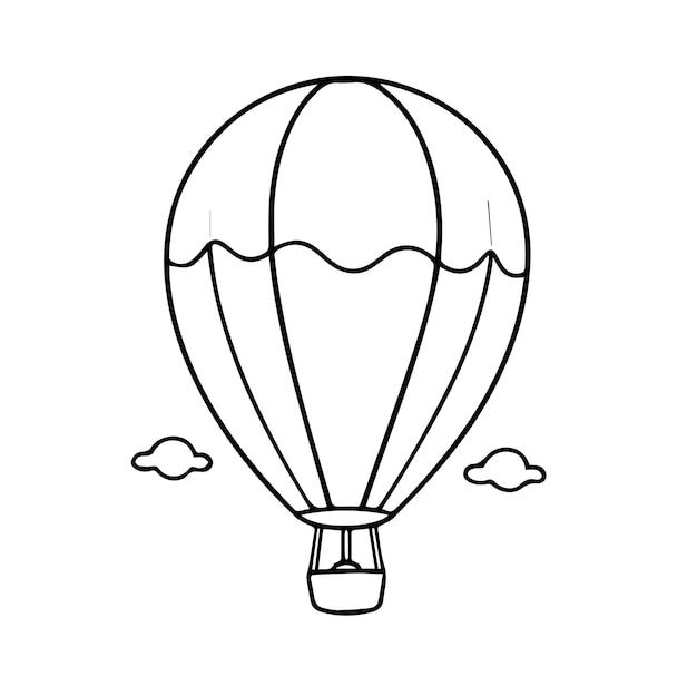 Hot air balloon zwarte contour vector ontwerp illustratie voor verhalenboek