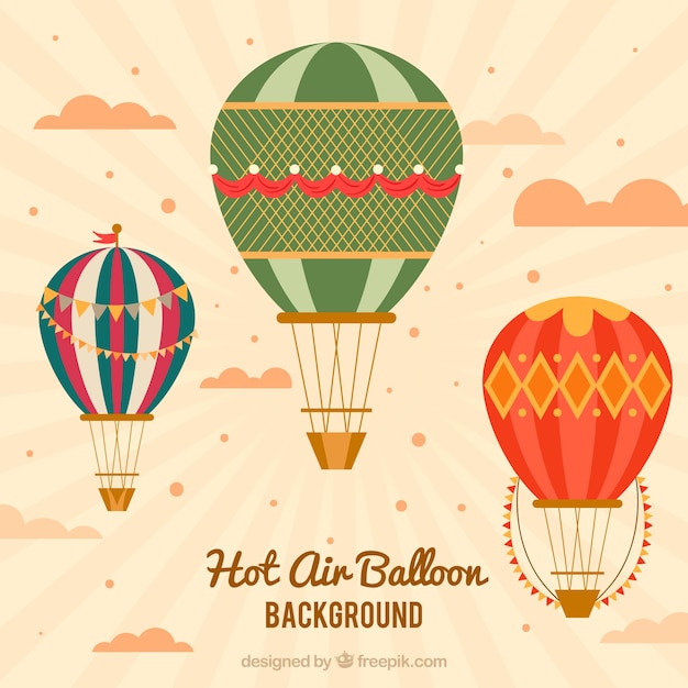 Vector hot air balloons background in vintage style