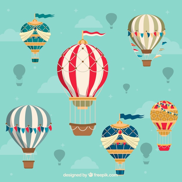 Hot air balloons background in vintage style