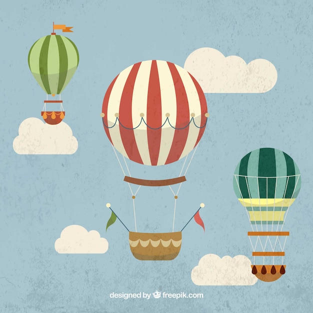 Hot air balloons background in vintage style