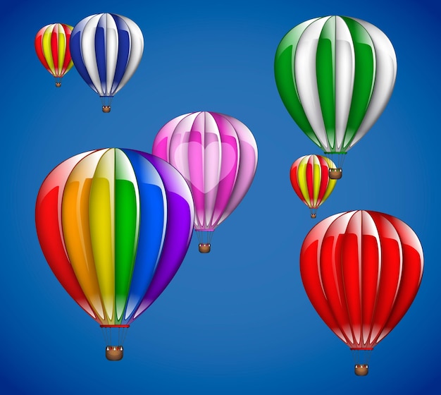 Hot air balloons flying in the sky Vector background