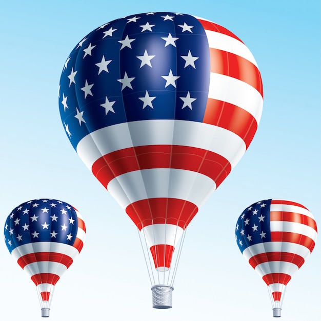 Hot air balloons painted as USA flag