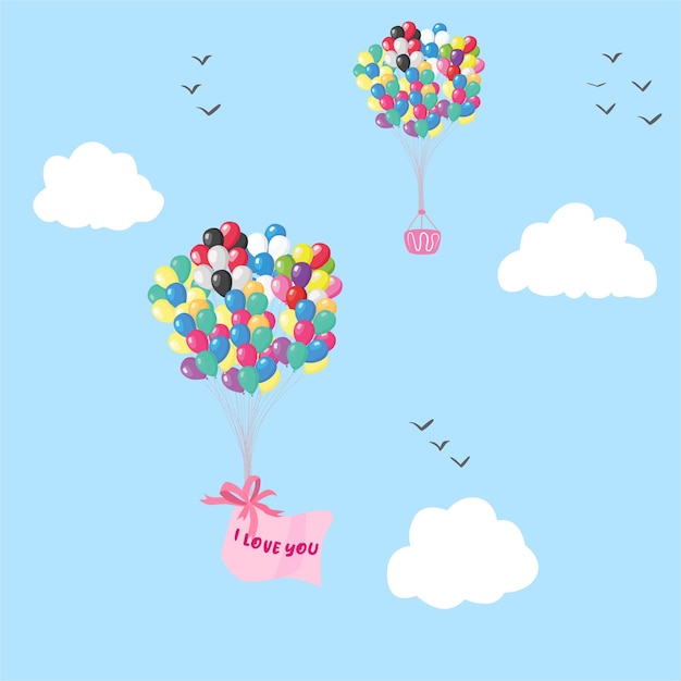 Hot air balloons vector illustration set in cartoon style Colorful bunch of balloon Flying balloon