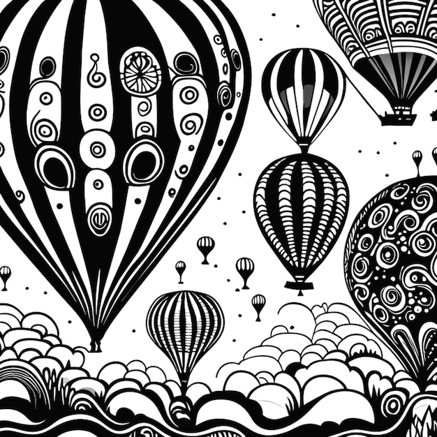 hot air balloons with beautiful and intricate drawings all of them different