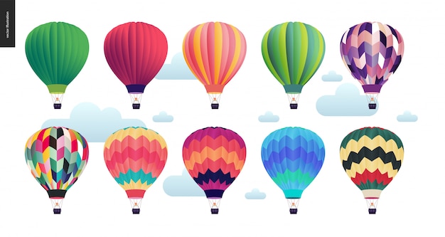 Vector hot air balloons