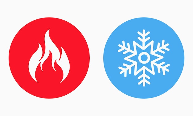 Горячая и холодная иконка знак огня и снежинки кнопка нагрева и охлаждения векторная иллюстрация