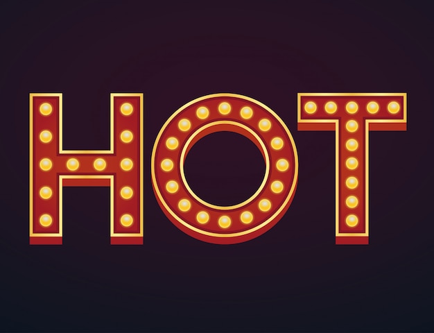 Vector hot banner alphabet sign marquee light bulb vintage