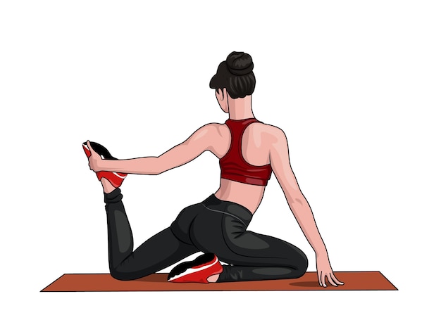 Hot beautiful women doing gym exercise for healthy body fitness vector illustration