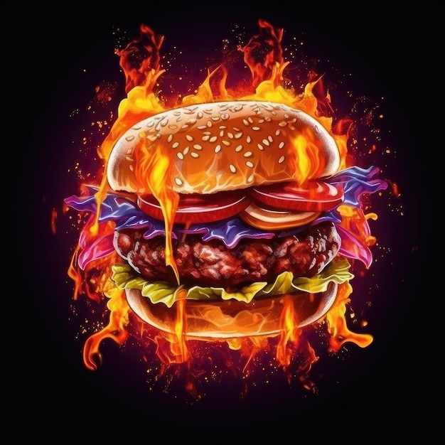 Vector hot burger chilli hamburger fast food