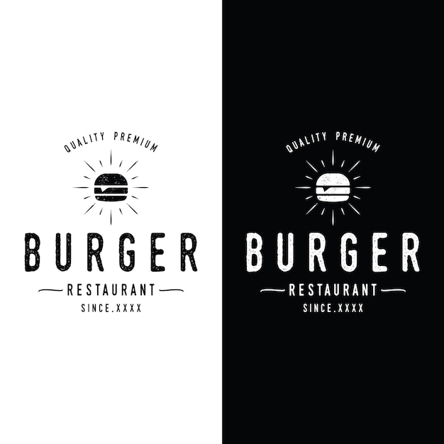 Hot burger logo fresh and tasty retro vintageLogo for restaurant business label badge and emblem